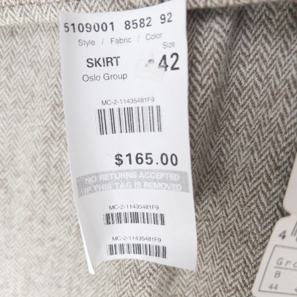 Vintage Marcona Wool Herringbone CBK Belted Pleated Euro Skirt Women 12 NWT $165 - Picture 6 of 16
